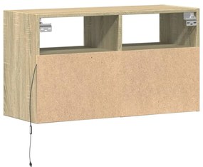 sonoma tölgy színű fali TV-szekrény LED-ekkel 80x31x45 cm