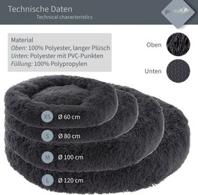 PESTUFF Kutyafekhely kerek 60 cm sötétszürke