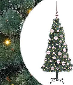 vidaXL Műfenyő előre világítva gömbkészlettel Zöld 120 cm PET