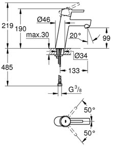 GROHE 23451001 - CONCETTO mosdócsaptelep DN 15 fényes króm