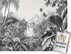 Fotótapéta Dzsungel Fekete-fehér Hálószoba Nappali Tapéta Flizelina 150x105