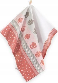 Konyhai törlőkendő 50x70 Zwoltex mintás MUFFIN-2 piros barna