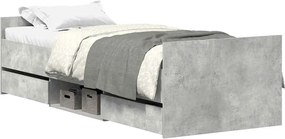 vidaXL betonszürke ágykeret fej- és lábtámlával 90 x 200 cm