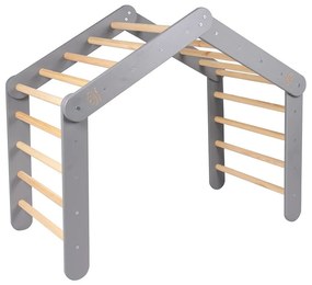 Szürke borovi fenyő pikler háromszög 61x112x94 cm Montessori – Meowbaby