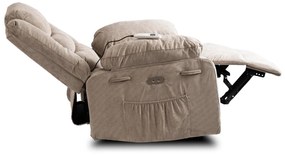 Elektromosan Vezérelhető Masszázsfunkciós Relaxfotel Bézs Kordbársony Kárpittal. JASPER