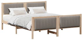 Ágykeret fejtámlával Barna és taupe 150 x 200 cm Tömör fenyőfa