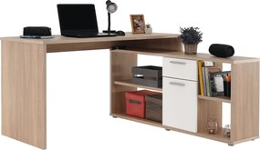 Sarok íróasztal, sonoma tölgy/fehér, NOE NEW