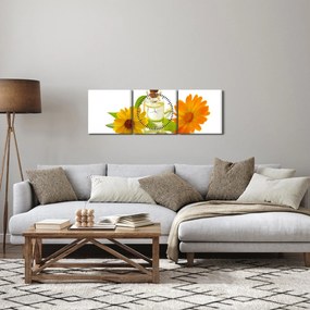 Virágos olaj képe (órával) (90x30 cm)