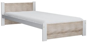 IKAROS ágy 90x200 cm, fehér/sonoma tölgy Ágyrács: Lamellás ágyrács, Matrac: Coco Maxi 19 cm matrac