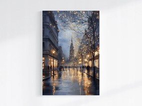 Canvas Vászonkép Éjszakai Utca Eső Fény Romantic City 40x60