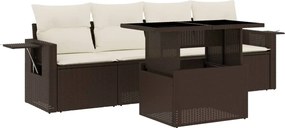 vidaXL 5 részes barna polyrattan kerti ülőgarnitúra párnával