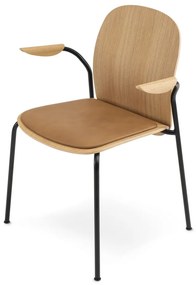 Konyakbarna-natúr színű karfás-rakásolható étkezőszék szett 2 db-os tölgyfa dekorral Book – Gazzda