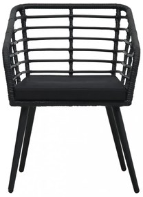 3-darabos fekete polyrattan bisztrószett