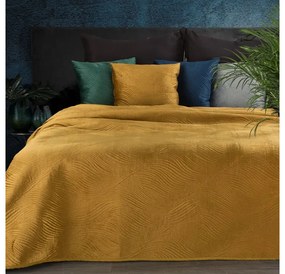 Ria5 bársony ágytakaró Mézsárga 170x210 cm