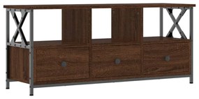 barna tölgyszínű szerelt fa és vas TV-szekrény 102x33x45 cm