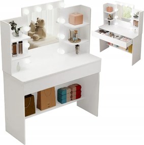 Kozmetikai Smink Fésülködőasztal Led Tükörrel Modern Loft 110 CM