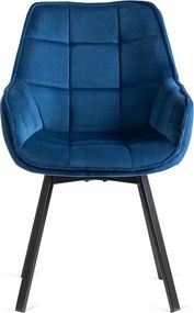 Forgó szék sötétkék színben, bársony kárpittal. LUNA