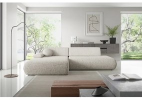 PRATO L alakú balos kihúzható sarokkanapé tárolóval, bézs