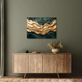 Üveg kép - Zöld absztrakció arannyal II. (70x50 cm)