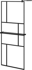 vidaXL fekete ESG üveg és alumínium zuhanyfal polccal 80 x 195 cm