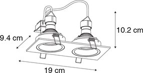 Okos süllyesztett spotlámpa fekete téglalap alakú állítható 2 WiFi GU10-zel - Chuck