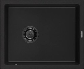 Mexen Pedro gránit mosogató 1-medencés 560 x 460 mm, fekete, fekete szifon - 6508561000-77-B