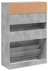 betonszürke cipőszekrény 2 kihajtható fiókkal 80 x 34 x 116 cm