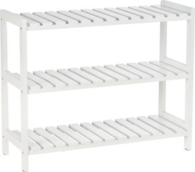 HOMCOM 3-Tier Fa Cipőtartó a Bejárathoz, 9 Pár Cipőre 70x26x57.5 cm Fehér | Aosom