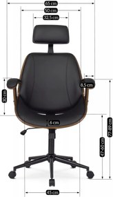 Forgószék dió/fekete ökobőr. FABIAN