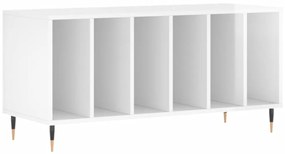 magasfényű fehér szerelt fa hanglemezszekrény 100 x 38 x 48 cm