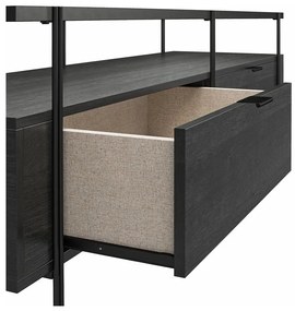 Fekete TV-állvány tölgyfa dekorral 140x50 cm Wainwright - Queer Eye