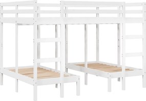 vidaXL fehér tömör fenyőfa tripla emeletes ágykeret 140x200/70x140 cm