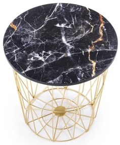 Kávésasztal HARISSA 41x42 cm arany/fekete márvány dekoráció