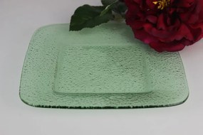 Zöldes négyzet tányér lekerekített szegéllyel 21cm
