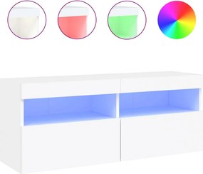 vidaXL fehér falra szerelhető TV-szekrény LED-lámpákkal 100x30x40 cm