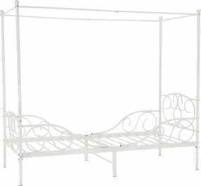 Fém ágyégbolttal, fehér, 90x200, ADELISA