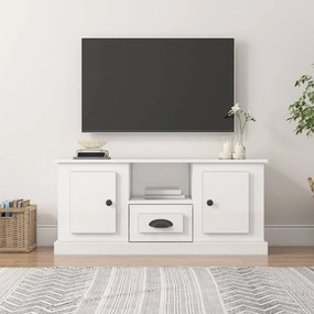 Magasfényű fehér szerelt fa TV-szekrény 100 x 35,5 x 45 cm