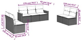 7 részes bézs polyrattan kerti ülőgarnitúra párnákkal