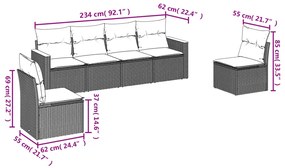 6 részes szürke polyrattan kerti ülőgarnitúra párnákkal