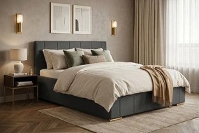 KAMI ágy 140x200 cm Sötétszürke Matraccal