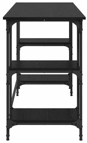 vidaXL Asztal polcokkal Fekete tölgy 140 x 50 x 75 cm Faanyag