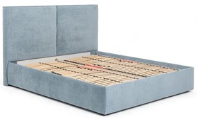 Kék kárpitozott ágyneműtartós franciaágy ágyráccsal 180x200 cm Thessa Bold – Bonami Selection