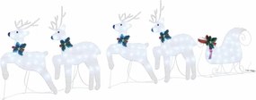 vidaXL LED Rénszarvasok 5 pcs Ezüst szövet