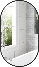 HOMCOM Ovális Fürdőszobai Tükör 40x70 cm Aluminium Kerettel Dekoratív Fali Tükör Vízszintes vagy Függőleges Használatra Fekete | Aosom