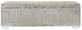 fehér natúr kubu rattan és tömör mahagóni fa tárolódoboz 110 cm