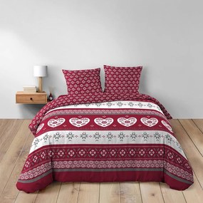 Piros kétszemélyes hosszabbított pamut ágyneműhuzat 240x220 cm Alpage – douceur d'intérieur