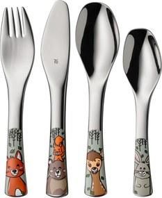 Ezüstszínű rozsdamentes acél gyerek evőeszköz 4 db-os Forest Friends – WMF