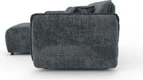 Sötétszürke zsenília sarokkanapé (bal oldali-heverő résszel) Nelia – Ropez
