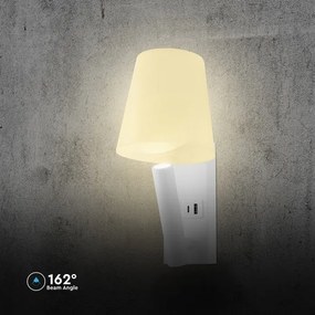 LED fali lámpa USB-porttal LED/2W/230V 3000K fehér