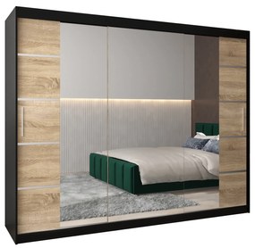 Ruhásszekrény 250 cm Verika 4 250 (fekete + szonoma tölgy). 1064324